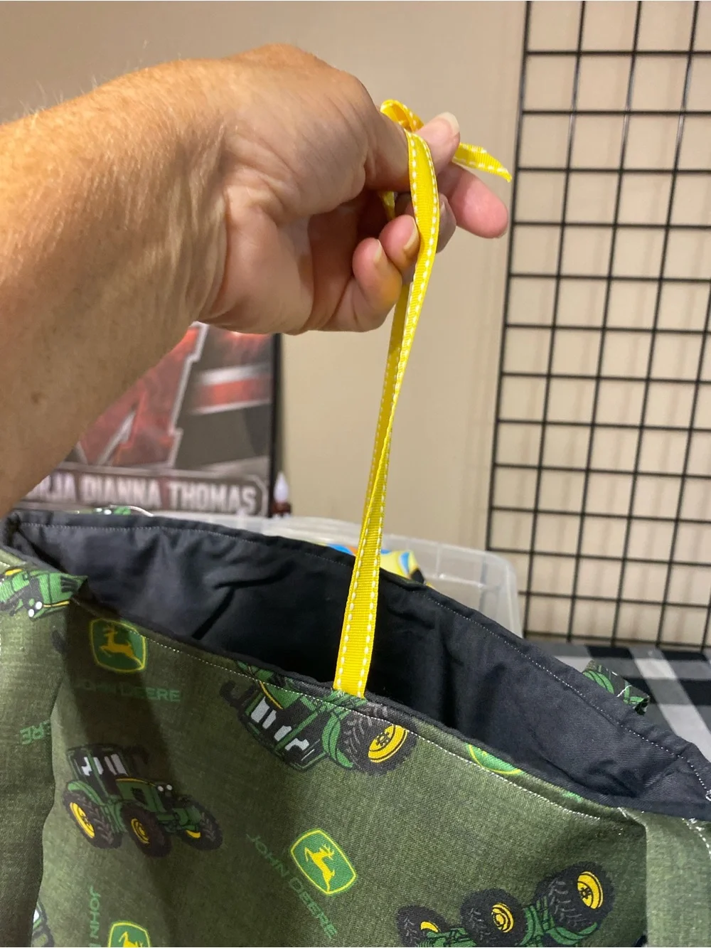 John Deere homemade Green Bag with Tractor Print